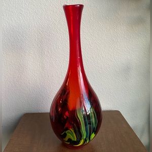 Pier 1 Hand Blown Glass Vase With Swirls *PRICE FIRM